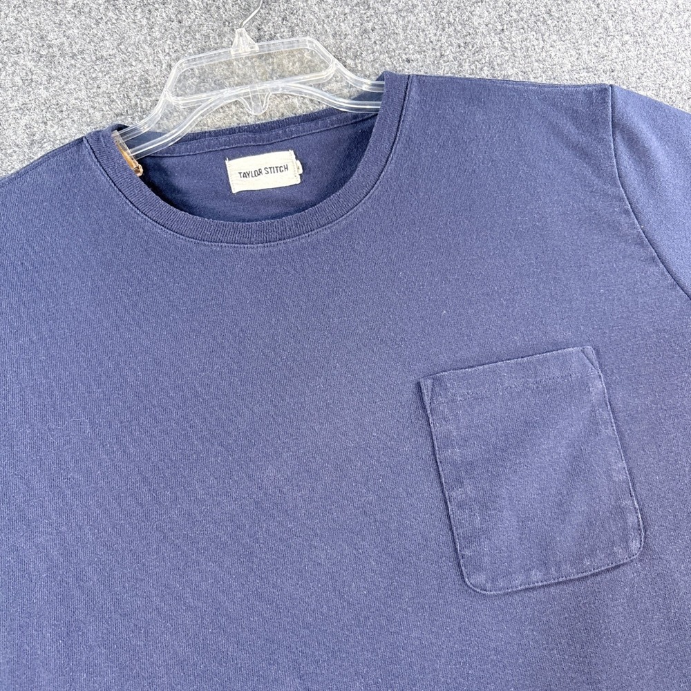 Taylor Stitch Mens Navy Blue Heavy Bag Pocket T-Shirt Size 44 XL Short Sleeve